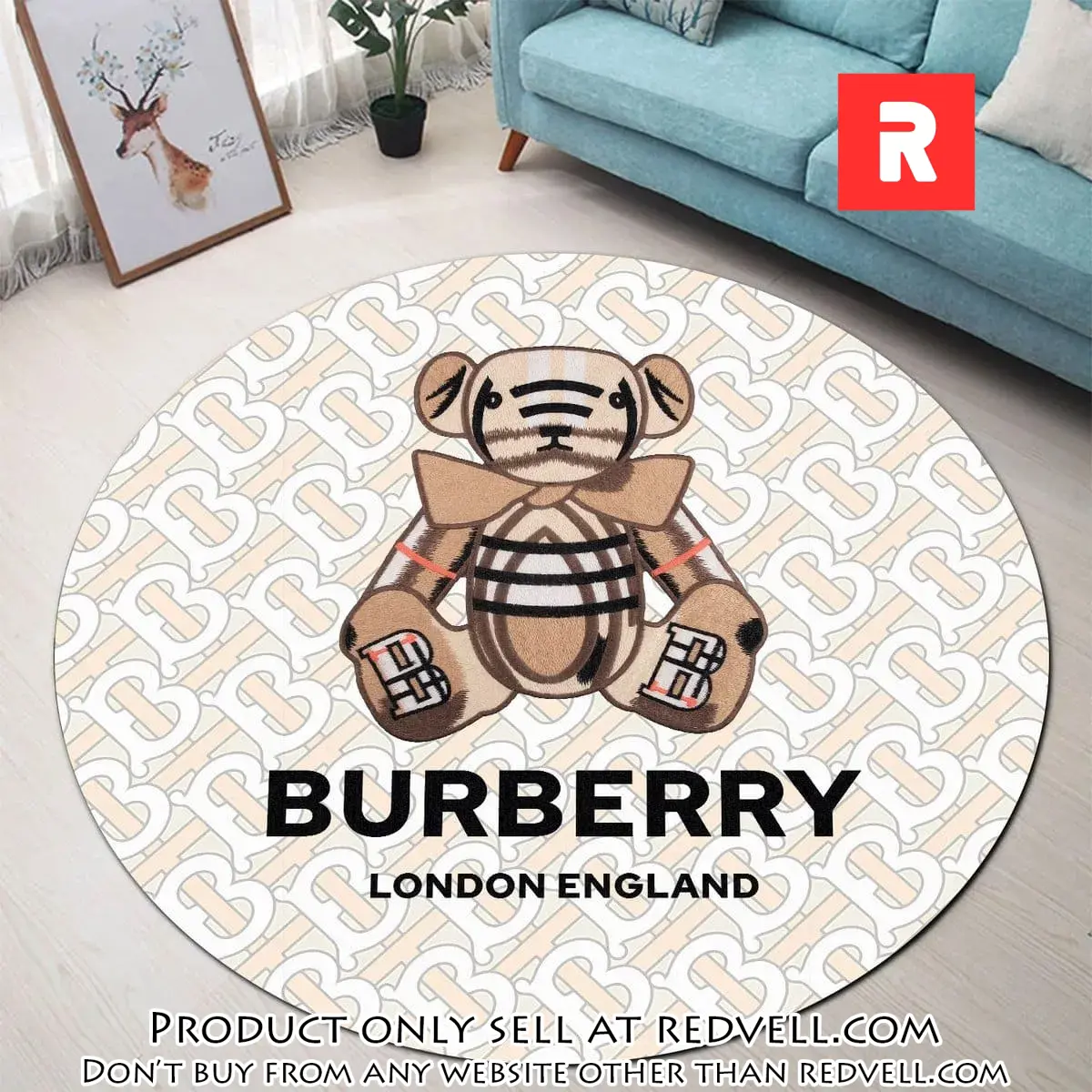 Burberry bear london england luxury brand fashion round rug carpet home decor special gift rv4518044